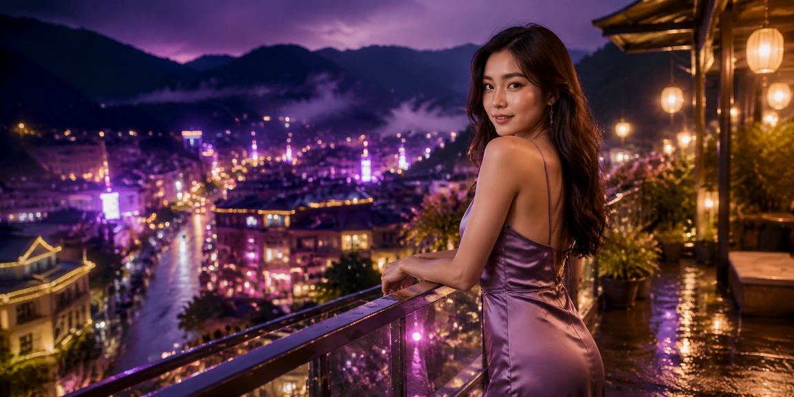 Khung cảnh Sa Pa về đêm với ánh đèn neon rực rỡ, nơi người chơi trải nghiệm nền tảng cá cược